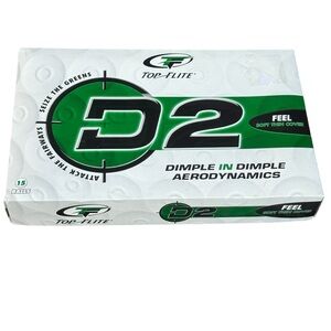 Top-Flite D2 Feel Golf Balls Dimple in Dimple Aerodynamics Box of 15 Unused